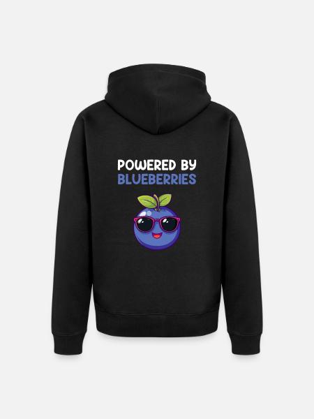 powered by blueberries, blueberry - Unisex Premium Bio Zip Hoodie - Schwarz