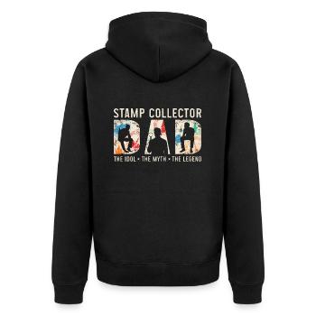 Stamp Collector Dad The Idol The Stamp Collection - Unisex Premium Organic Zip Hoodie - black - Back - Nico (187cm)