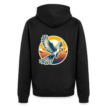 Nymphensittich Spruch - Unisex Premium Bio Zip Hoodie - Schwarz - Hinten - Nico (187cm)