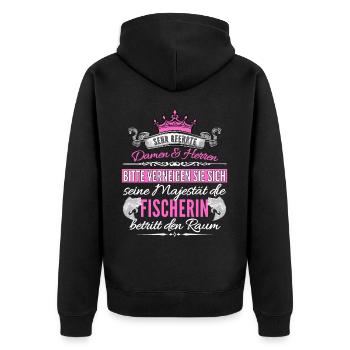 Angler Fishing Fishing Fishing Fisherwoman Angler - Unisex Premium Organic Zip Hoodie - black - Back - Nico (187cm)