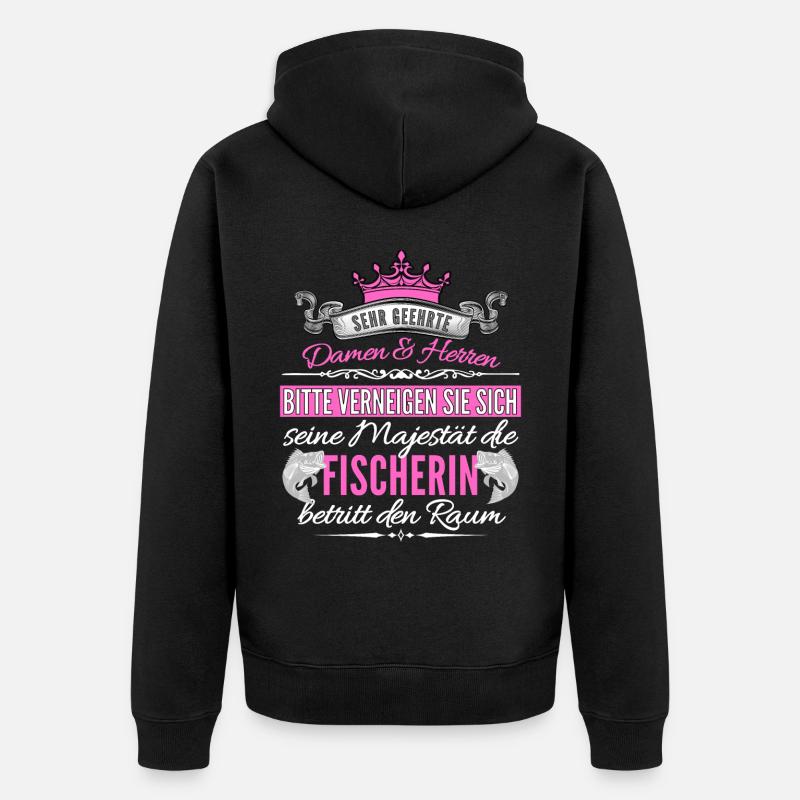 Pêcheur Pêche Pêche Pêcheuse Pêcheuse - Veste à capuche bio Premium Unisexe - noir