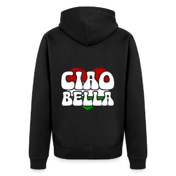 Ciao Bella - Unisex Premium Bio Zip Hoodie - Schwarz - Hinten - Nico (187cm)