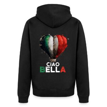 Ciao Bella - Unisex Premium Bio Zip Hoodie - Schwarz - Hinten - Nico (187cm)