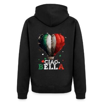 Ciao Bella - Unisex Premium Bio Zip Hoodie - Schwarz - Hinten - Nico (187cm)