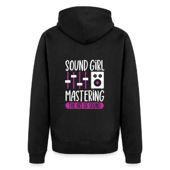 Sound Girl - Tontechnikerin - Unisex Premium Bio Zip Hoodie - Schwarz - Hinten - Nico (187cm)
