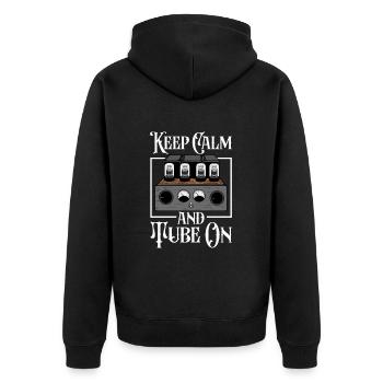 Keep Calm and Tube On - Tube valve - Unisex Premium Bio Zip Hoodie - Schwarz - Hinten - Nico (187cm)