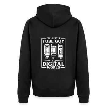 Tube Guy - Röhrenverstärker - Unisex Premium Bio Zip Hoodie - Schwarz - Hinten - Nico (187cm)