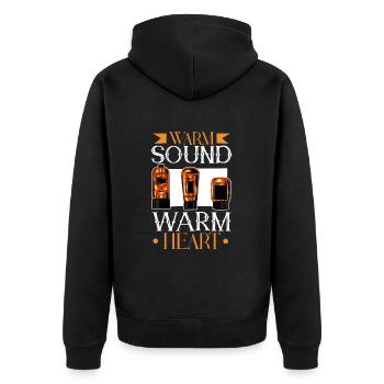 Warmer Sound - Vakuumröhren - Unisex Premium Bio Zip Hoodie - Schwarz - Hinten - Nico (187cm)