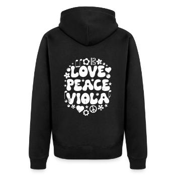 Bratsche Viola Bratschist Vintage Love - Unisex Premium Bio Zip Hoodie - Schwarz - Hinten - Nico (187cm)