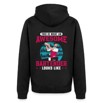 Barman Mixologue C’est quoi - Veste à capuche bio Premium Unisexe - noir - Dos - Nico (187cm)