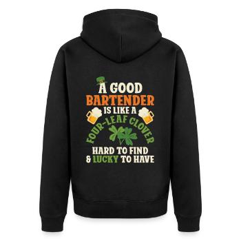Bartender Mixologist St Patricks - Unisex Premium Bio Zip Hoodie - Schwarz - Hinten - Nico (187cm)