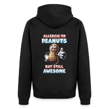 Peanut Allergy Allerigic To Peanuts - Unisex Premium Organic Zip Hoodie - black - Back - Nico (187cm)