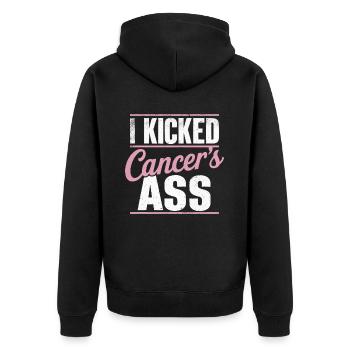 Ruban de sensibilisation au cancer du sein pour les survivantes du cancer - Veste à capuche bio Premium Unisexe - noir - Dos - Nico (187cm)
