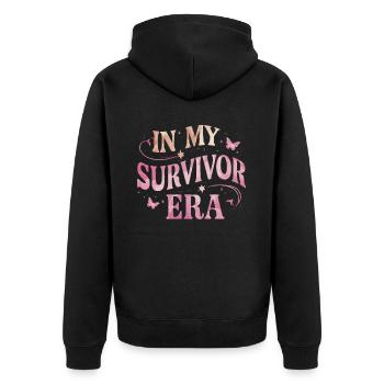 Ruban de sensibilisation au cancer du sein pour les survivantes du cancer - Veste à capuche bio Premium Unisexe - noir - Dos - Nico (187cm)