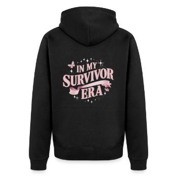 Ruban de sensibilisation au cancer du sein pour les survivantes du cancer - Veste à capuche bio Premium Unisexe - noir - Dos - Nico (187cm)