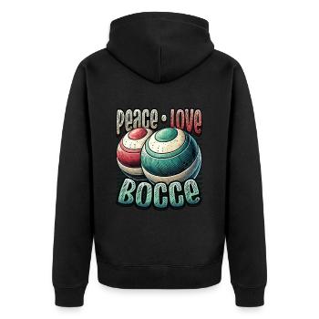 Peace Love Boccia - Éventails de Boccia Style Vintage - Veste à capuche bio Premium Unisexe - noir - Dos - Nico (187cm)