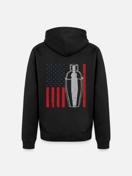 Bartender Mixologist American Flag - Unisex Premium Organic Zip Hoodie - black