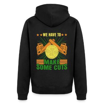 Lumberjack Chainsaw Chain Saw Fire Wood - Unisex Premium Organic Zip Hoodie - black - Back - Nico (187cm)