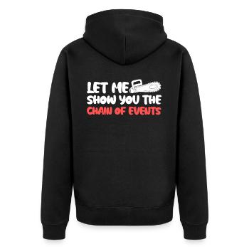 Fire Wood Chainsaw Chain Saw Lumberjack - Unisex Premium Organic Zip Hoodie - black - Back - Nico (187cm)