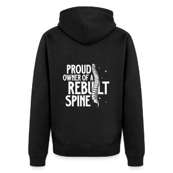 Proud owner of a new spine - Unisex Premium Organic Zip Hoodie - black - Back - Nico (187cm)