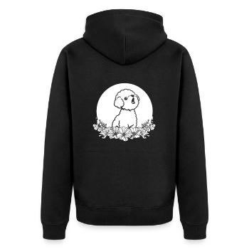 Bichon Frize Wild Floral Moon - Unisex Premium Organic Zip Hoodie - black - Back - Nico (187cm)