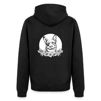 Australian Cattle Dog Wild Flowers - Unisex Premium Organic Zip Hoodie - black - Back - Nico (187cm)