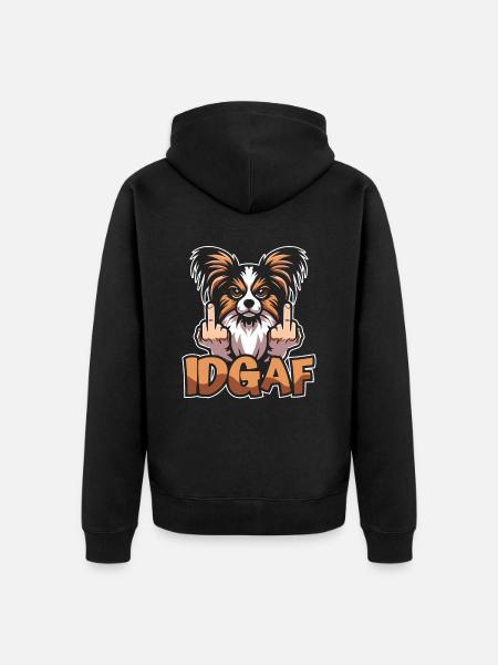 Papillon Idgaf - Unisex Premium Organic Zip Hoodie - black
