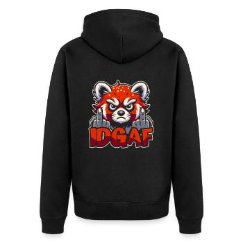 Red Panda Idgaf - Unisex Premium Organic Zip Hoodie - black - Back - Nico (187cm)