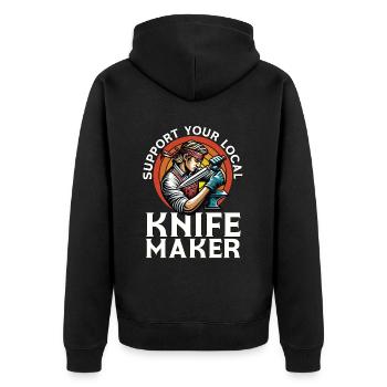 Blade Forging Support Your Local Blade Crafter - Unisex Premium Organic Zip Hoodie - black - Back - Nico (187cm)