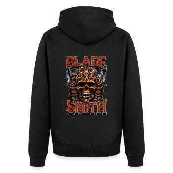 Blade Forging Bladesmith Metal Artist Ironsmith - Unisex Premium Bio Zip Hoodie - Schwarz - Hinten - Nico (187cm)
