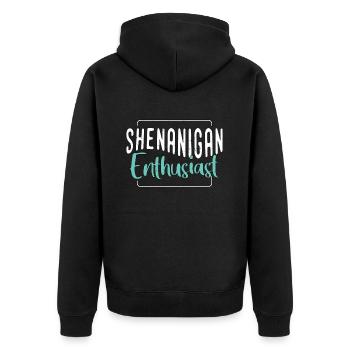 Events Coordinator Shenanigan Enthusiast Organizer - Unisex Premium Bio Zip Hoodie - Schwarz - Hinten - Nico (187cm)
