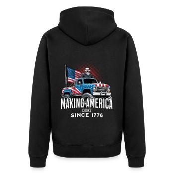 Amerika Ersticken Seit 1776 4. Juli - Unisex Premium Bio Zip Hoodie - Schwarz - Hinten - Nico (187cm)