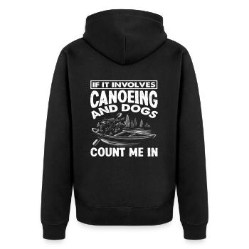 Canoeing Dog Dogs Hobby Canoe - Unisex Premium Organic Zip Hoodie - black - Back - Nico (187cm)