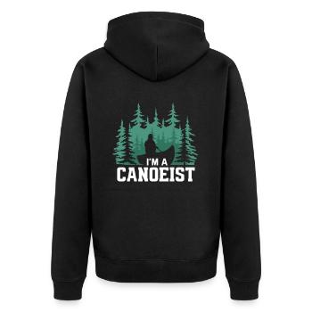 Kanufahrer Rudern Kanu - Unisex Premium Bio Zip Hoodie - Schwarz - Hinten - Nico (187cm)