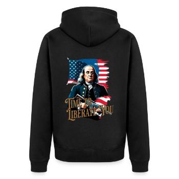 Il est temps de libérer le design vintage drôle 4 juillet - Veste à capuche bio Premium Unisexe - noir - Dos - Nico (187cm)