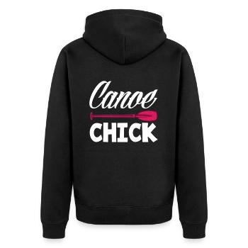 Canoe Woman Girl Women - Unisex Premium Organic Zip Hoodie - black - Back - Nico (187cm)