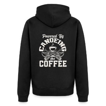 Kanu Kaffee - Unisex Premium Bio Zip Hoodie - Schwarz - Hinten - Nico (187cm)