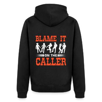Witziger Square Dance Spruch - Unisex Premium Bio Zip Hoodie - Schwarz - Hinten - Nico (187cm)