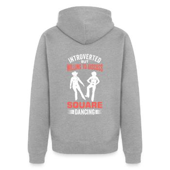 Witziger Square Dance Spruch - Unisex Premium Bio Zip Hoodie - Grau meliert - Hinten - Nico (187cm)