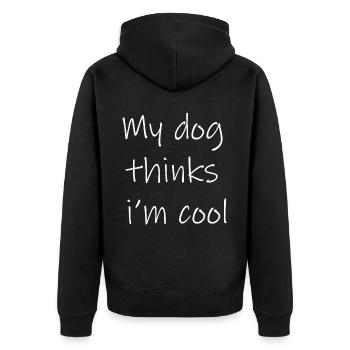Mein Hund findet mich cool Lustiger Hundebesitzer-Witz - Unisex Premium Bio Zip Hoodie - Schwarz - Hinten - Nico (187cm)
