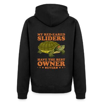 Red-eared Turtle Turtle - Unisex Premium Organic Zip Hoodie - black - Back - Nico (187cm)
