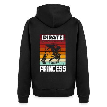 Pirate Princess Pirate Skull Cross Bones - Unisex Premium Organic Zip Hoodie - black - Back - Nico (187cm)