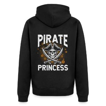 Pirate Princess Pirate Skull Cross Bones - Unisex Premium Organic Zip Hoodie - black - Back - Nico (187cm)