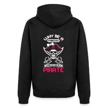Pirate Princess Pirate Skull Cross Bones - Unisex Premium Organic Zip Hoodie - black - Back - Nico (187cm)