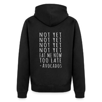 Avocado - Unisex Premium Organic Zip Hoodie - black - Back - Nico (187cm)