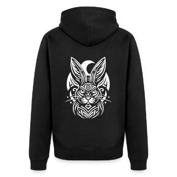 Bunny Rabbit Tribal Phases de lune - Veste à capuche bio Premium Unisexe - noir - Dos - Nico (187cm)