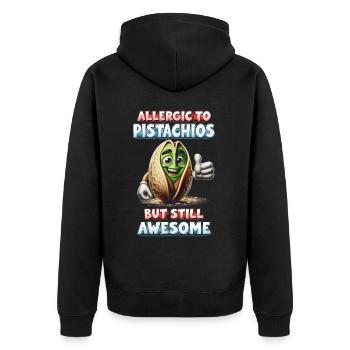 Pistachio Allergy Allerigic To Pistachios - Unisex Premium Organic Zip Hoodie - black - Back - Nico (187cm)