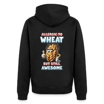 Wheat Allergy Allerigic To Wheat - Unisex Premium Organic Zip Hoodie - black - Back - Nico (187cm)