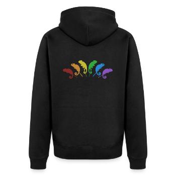 Chameleons LGBT Rainbow Panther Veiled Lover - Unisex Premium Organic Zip Hoodie - black - Back - Nico (187cm)