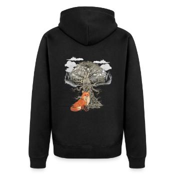 Fox, Foxes, Forest Animals, Mountains, Nature, Wildlife - Unisex Premium Organic Zip Hoodie - black - Back - Nico (187cm)